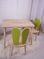 Set masa si scaun pentru copii, Bambini, Bunny One Chair Set, MDF , Verde fistic / Maro