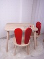 Set masa si scaun pentru copii, Bambini, Bunny One Chair Set, MDF , Rosu maro