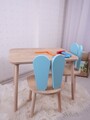 Set masa si scaun pentru copii, Bambini, Bunny Two Chair Set, MDF , Albastru bebeluș / Maro