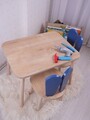 Set masa si scaun pentru copii, Bambini, Bunny Two Chair Set, MDF , Albastru / Maro