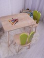 Set masa si scaun pentru copii, Bambini, Bunny Two Chair Set, MDF , Verde fistic / Maro