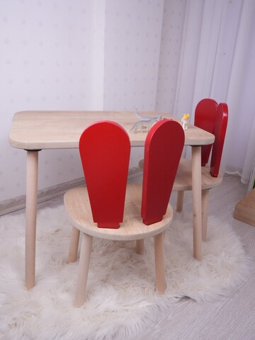 Set masa si scaun pentru copii, Bambini, Bunny Two Chair Set, MDF , Rosu maro