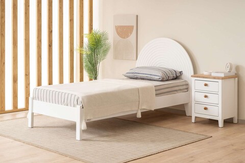 Pat de o persoană, Alfa Design, Turtle, 100% MDF lacuit, Alb