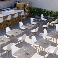 Set scaune 2 piese, Tilia, Eos-V, 100% polipropilena / baza din lemn, Alb Ivoriu