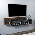 Comoda TV, Arnetti, Atlantis, 160x42 cm, PAL, Nuc deschis / Antracit