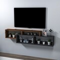 Comoda TV, Arnetti, Atlantis, 160x42 cm, PAL, Nuc deschis / Antracit