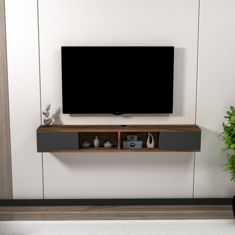 Comoda TV, Arnetti, Mayer, 140x19 cm, PAL, Nuc deschis / Antracit