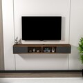 Comoda TV, Arnetti, Mayer, 140x19 cm, PAL, Nuc deschis / Antracit