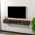 Comoda TV, Arnetti, Mayer, 140x19 cm, PAL, Nuc deschis / Antracit