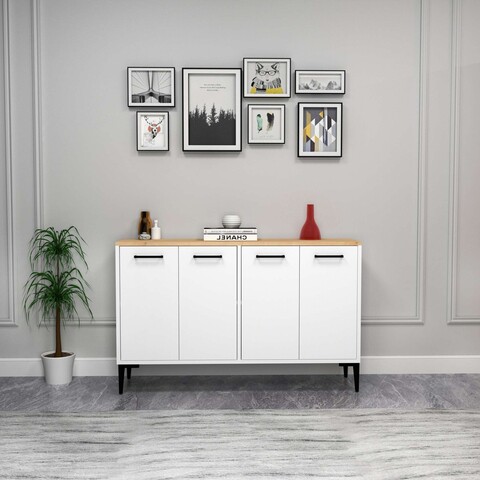 Consola, Arnetti, Frezya, 120x75x29 cm, PAL, Stejar Safir / Alb