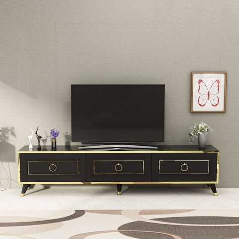Comoda TV, Arnetti, Sona 180, 180x45 cm, PAL, Negru