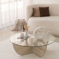 Masuta de cafea, Neostill, Lily, Blat: 100% STICLA, Travertin