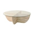 Masuta de cafea, Neostill, Lily, Blat: 100% STICLA, Travertin