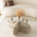 Masuta de cafea, Neostill, Bubble, Blat: 100% STICLA, Travertin