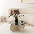 Masuta de cafea, Neostill, Bubble, Blat: 100% STICLA, Travertin / Fumure