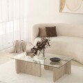 Masuta de cafea, Neostill, Escape, 105x30x65 cm, Blat: 100% STICLA, Travertin