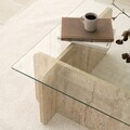Masuta de cafea, Neostill, Escape, 105x30x65 cm, Blat: 100% STICLA, Travertin