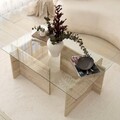 Masuta de cafea, Neostill, New Escape, 105x40x65 cm, Blat: 100% STICLA, Travertin