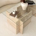 Masuta de cafea, Neostill, New Escape, 105x40x65 cm, Blat: 100% STICLA, Travertin