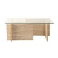 Masuta de cafea, Neostill, New Escape, 105x40x65 cm, Blat: 100% STICLA, Travertin