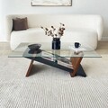 Masuta de cafea, Neostill, Livello, 105x31x65 cm, Sticla temperata, Negru / Castaniu