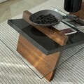 Masuta de cafea, Neostill, Livello, 105x31x65 cm, Sticla temperata, Negru / Castaniu