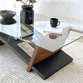 Masuta de cafea, Neostill, Livello, 105x31x65 cm, Sticla temperata, Negru / Castaniu