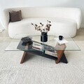 Masuta de cafea, Neostill, Livello, 105x31x65 cm, Sticla temperata, Negru / Castaniu