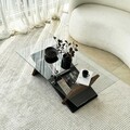Masuta de cafea, Neostill, Livello, 105x31x65 cm, Sticla temperata, Negru / Castaniu