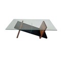 Masuta de cafea, Neostill, Livello, 105x31x65 cm, Sticla temperata, Negru / Castaniu