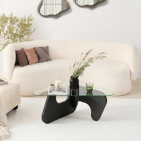Masuta de cafea, Neostill, Freya, 94x38x72 cm, Sticla temperata, Antracit