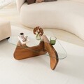 Masuta de cafea, Neostill, Freya, 86x36x66 cm, Sticla temperata, Castan