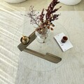 Masuta de cafea, Neostill, Mia, 75x35x75 cm, Sticla temperata, Nuc / Transparent