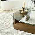 Masuta de cafea, Neostill, Mia, 75x35x75 cm, Sticla temperata, Nuc / Transparent