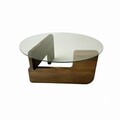 Masuta de cafea, Neostill, Mia, 75x35x75 cm, Sticla temperata, Nuc / Transparent