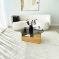 Masuta de cafea, Neostill, Mia, 75x35x75 cm, Sticla temperata, Stejar / Fume