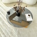 Masuta de cafea, Neostill, Mia, 75x35x75 cm, Sticla temperata, Stejar / Fume