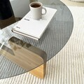 Masuta de cafea, Neostill, Mia, 75x35x75 cm, Sticla temperata, Stejar / Fume