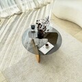 Masuta de cafea, Neostill, Mia, 75x35x75 cm, Sticla temperata, Stejar / Fume
