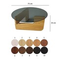 Masuta de cafea, Neostill, Mia, 75x35x75 cm, Sticla temperata, Stejar / Fume