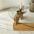 Masuta de cafea, Neostill, Mia, 75x35x75 cm, Sticla temperata, Stejar / Transparent