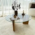 Masuta de cafea, Neostill, Mia, 75x35x75 cm, Sticla temperata, Stejar / Transparent