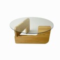 Masuta de cafea, Neostill, Mia, 75x35x75 cm, Sticla temperata, Stejar / Transparent