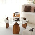 Masuta de cafea, Neostill, Surf, 90x41x90 cm, Sticla temperata, Castan / Fume