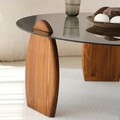 Masuta de cafea, Neostill, Surf, 90x41x90 cm, Sticla temperata, Castan / Fume