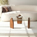 Masuta de cafea, Neostill, Surf, 90x41x90 cm, Sticla temperata, Castaniu / Transparent
