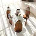 Masuta de cafea, Neostill, Surf, 90x41x90 cm, Sticla temperata, Castaniu / Transparent