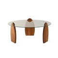 Masuta de cafea, Neostill, Surf, 90x41x90 cm, Sticla temperata, Castaniu / Transparent