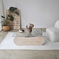 Masuta de cafea, Neostill, Brise, 105x35x65 cm, Sticla temperata, Travertin / Transparent