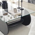 Masuta de cafea, Neostill, Brise, 105x35x65 cm, Sticla temperata, Negru/Transparent